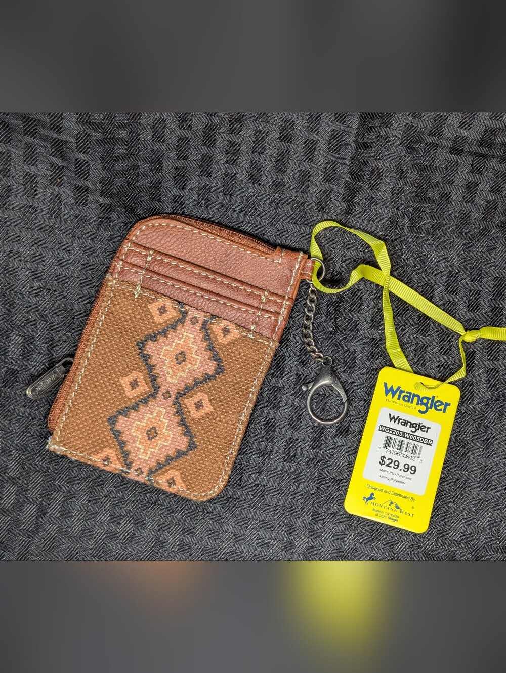 Various Colored Wrangler Montana West Mini Patterned Card Wallet with Key Ring.